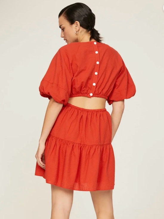 Madewell Dresses & Skirts - Madewell Rust Open Back Mini Dress Tiered Skirt XL